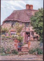 Cottage door, Amberley, Sussex, from The Cottages and the Village Life of Rural England published by Dent & Sons Limited, 1912